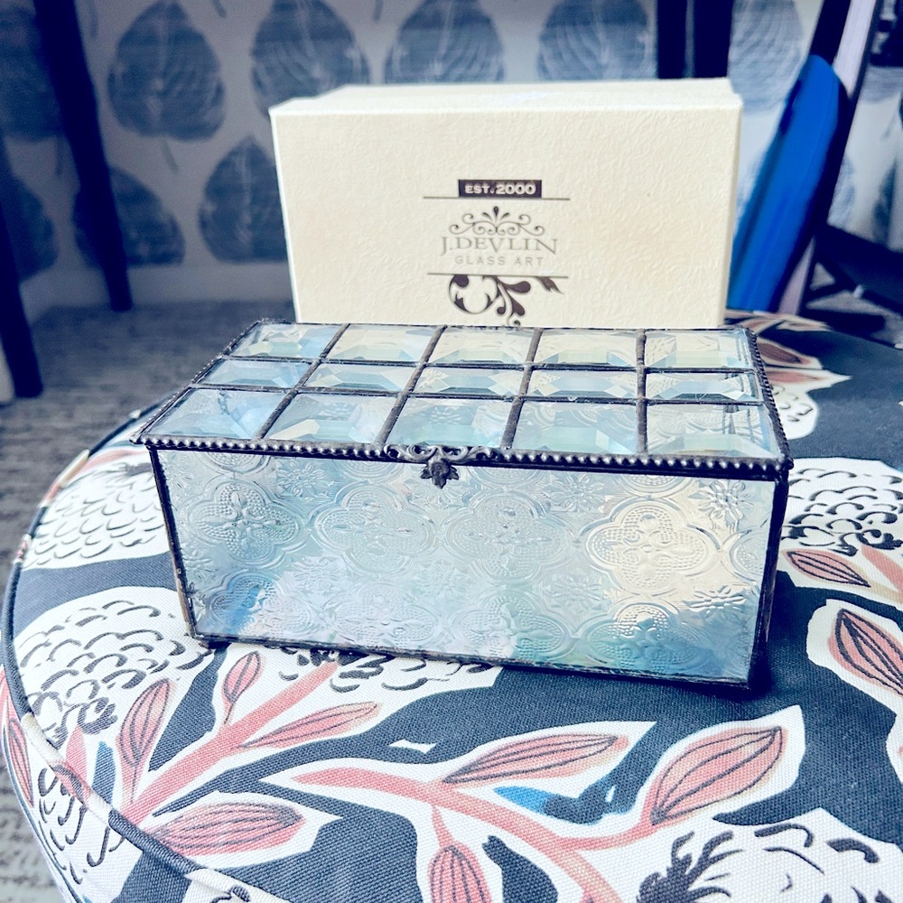 Vintage-Inspired Stained Glass Keepsake Box by J. Devlin Artisan Jewelry Box - Picture 2 of 7